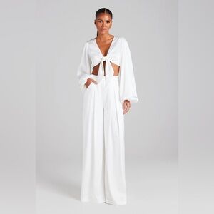 NADINE MERABI Daniela Elegant White Trousers NWT S 6